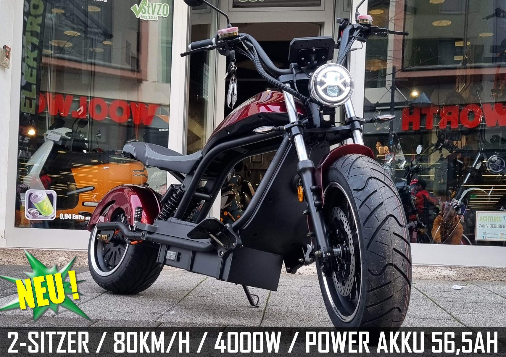 CityTwister 6.0 MAX DUO 80 km/h E-Motorrad Elektromotorrad 4000W