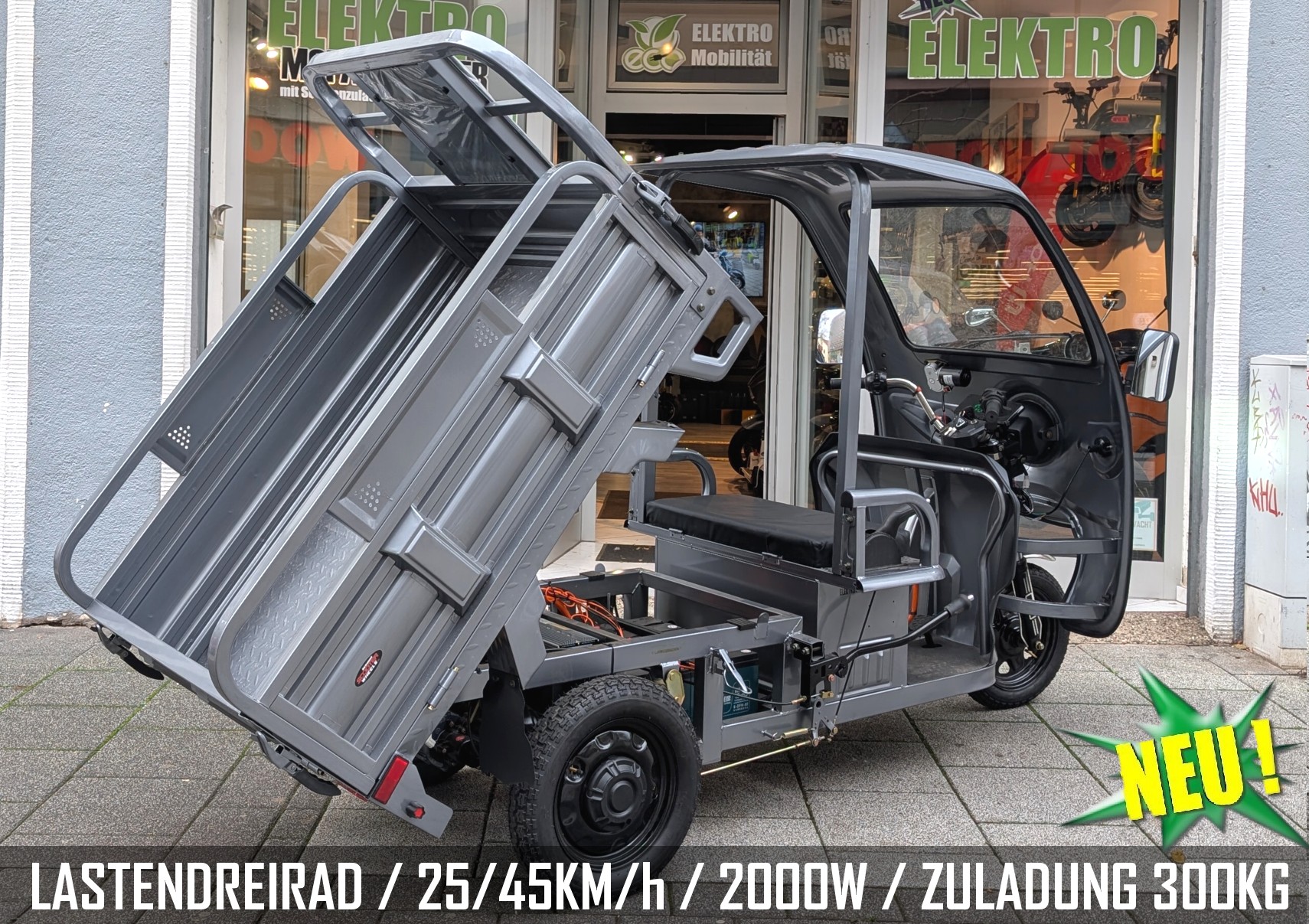 Elektro-Kipper Lastendreirad Li-Akku 25/45 km/h E-Transportpritsche – Bild 6